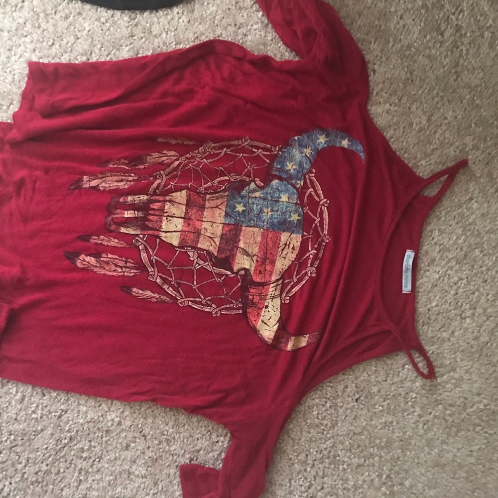 Charlotte Russe open shoulder Red Shirt - free!